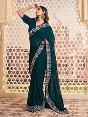 Embroidered Sequinned Saree - Inddus.com