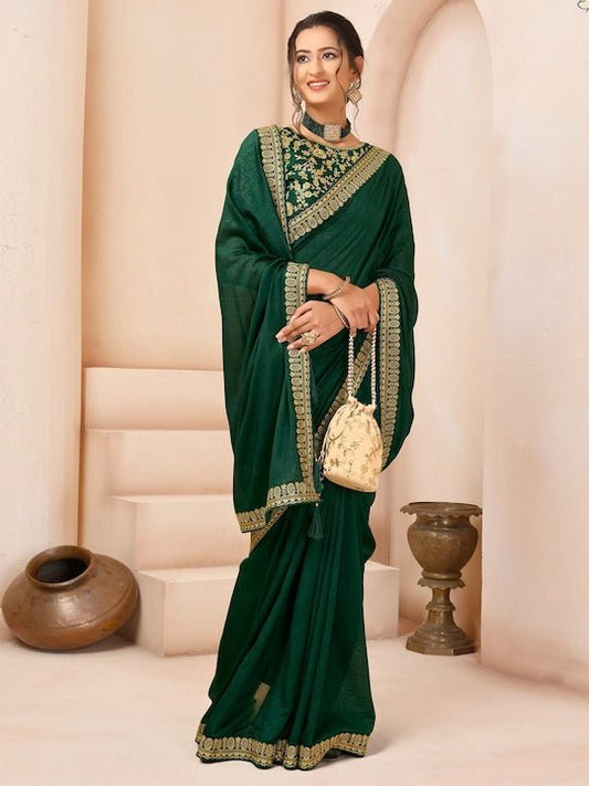 Embroidered Silk Blend Saree