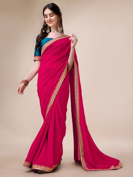 Embroidered Silk Blend Saree