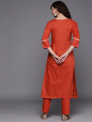 Embroidered Thread Work Kurta with Trousers - Inddus.com