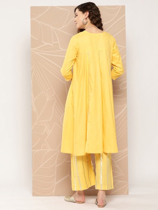 Empire Gotta Patti Pure Cotton Kurta With Palazzos - Inddus.com