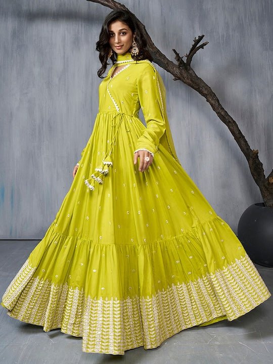 Ethnic Motifs Embroidered Anarkali Kurta With Dupatta - Inddus.com