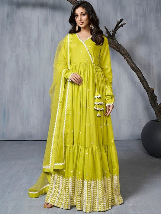 Ethnic Motifs Embroidered Anarkali Kurta With Dupatta - Inddus.com