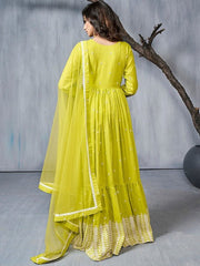 Ethnic Motifs Embroidered Anarkali Kurta With Dupatta - Inddus.com