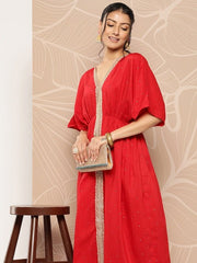 Ethnic Motifs Embroidered Empire Sequinned Kurta With Palazzos - Inddus.com