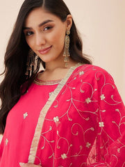 Ethnic Motifs Embroidered Regular Sequinned Kurta With Trousers & Dupatta - Inddus.com