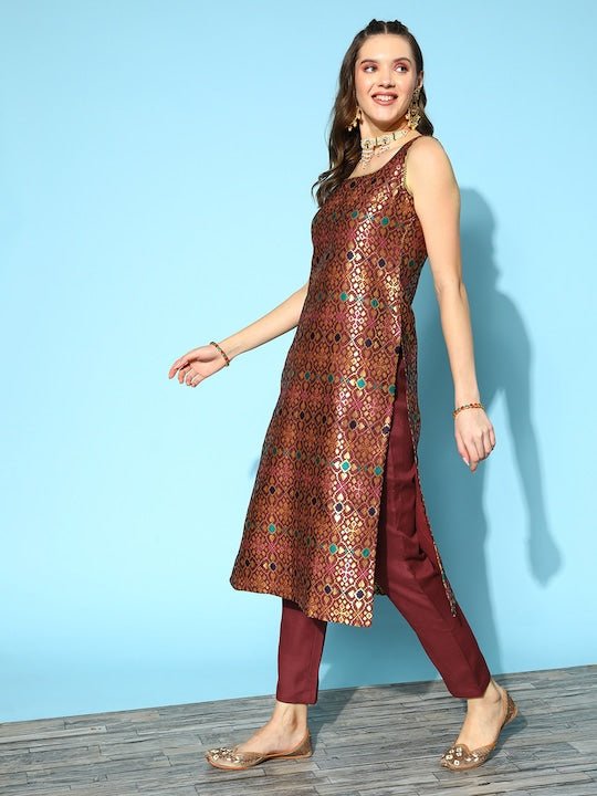 Ethnic Motifs Kurta With Trousers & With Dupatta - Inddus.com