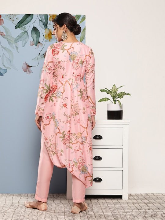 Ethnic Motifs Printed Angrakha Gotta Patti Kurta With Trousers - Inddus.com