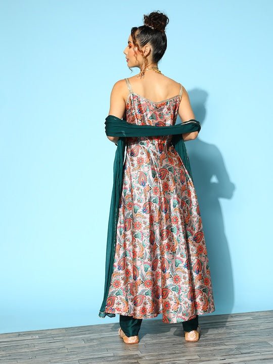 Ethnic Motifs Printed Kurta With Trousers & With Dupatta - Inddus.com