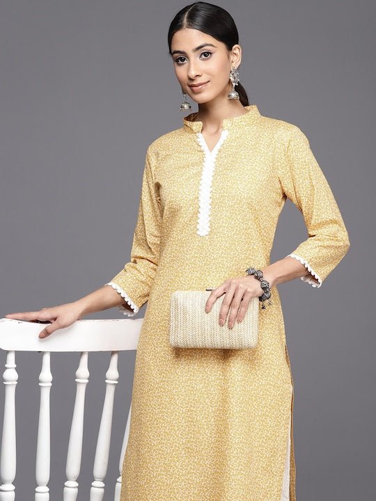 Ethnic Motifs Printed Regular Chikankari Pure Cotton Kurta With Palazzos - Inddus.com