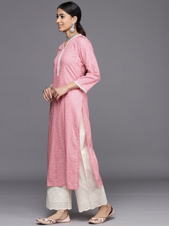 Ethnic Motifs Printed Regular Chikankari Pure Cotton Kurta with Palazzos - Inddus.com