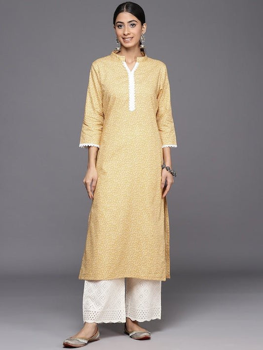 Ethnic Motifs Printed Regular Chikankari Pure Cotton Kurta With Palazzos - Inddus.com