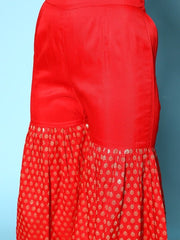 Ethnic Motifs Straight Kurti With Sharara & With Dupatta - Inddus.com