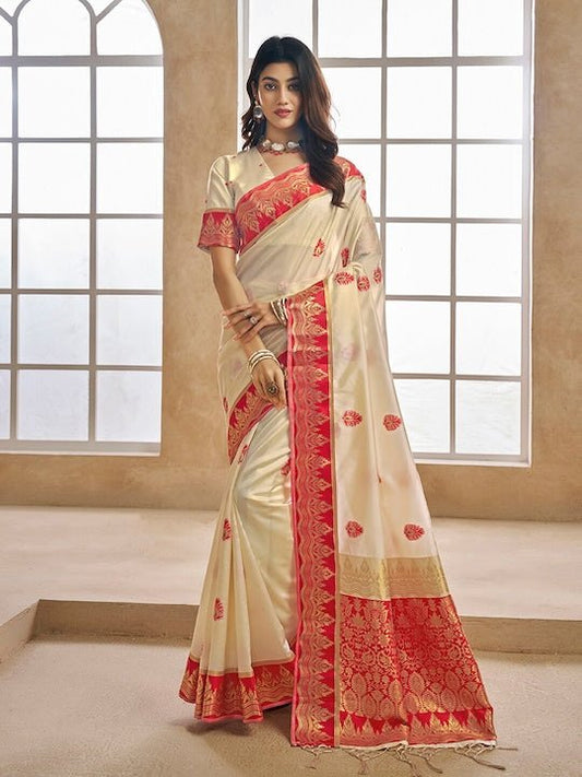 Ethnic Motifs Woven Design Zari Detailed Saree