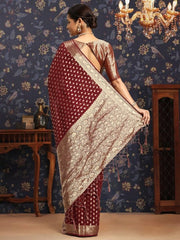 Ethnic Motifs Woven Design Zari Saree - Inddus.com