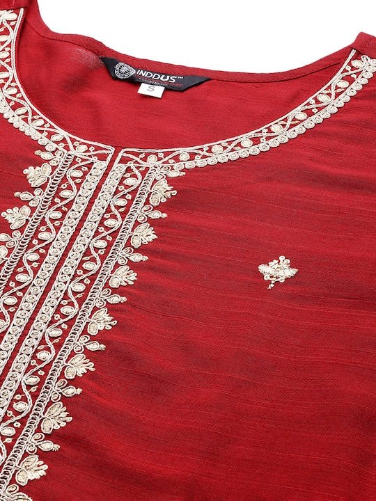 Ethnic Motifs Yoke Design Kurta with Trousers - Inddus.com