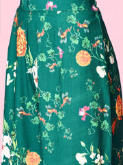 Floral Cotton Blend Short Kurti with Flared Pants - Inddus.com