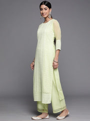 Floral Embroidered Chikankari Kurta with Palazzos - Inddus.com