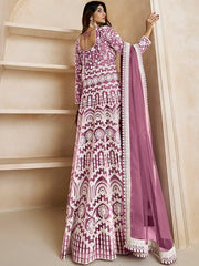 Floral Embroidered Fit & Flare Maxi Ethnic Dresses With Dupatta - Inddus.com