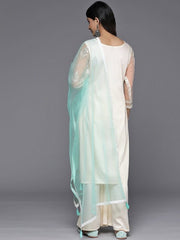 Floral Embroidered Kurta With Palazzos & Dupatta - Inddus.com