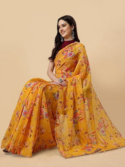 Floral Organza Saree - Inddus.com