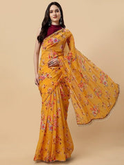 Floral Organza Saree - Inddus.com