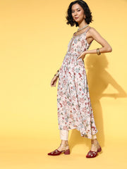 Floral Poly Chiffon New Neckline Kurta Set - Inddus.com