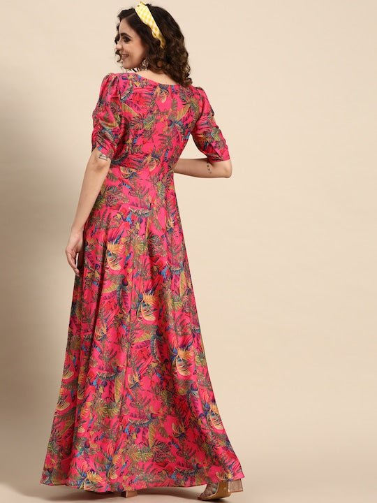 Floral Printed Flared Maxi Dress