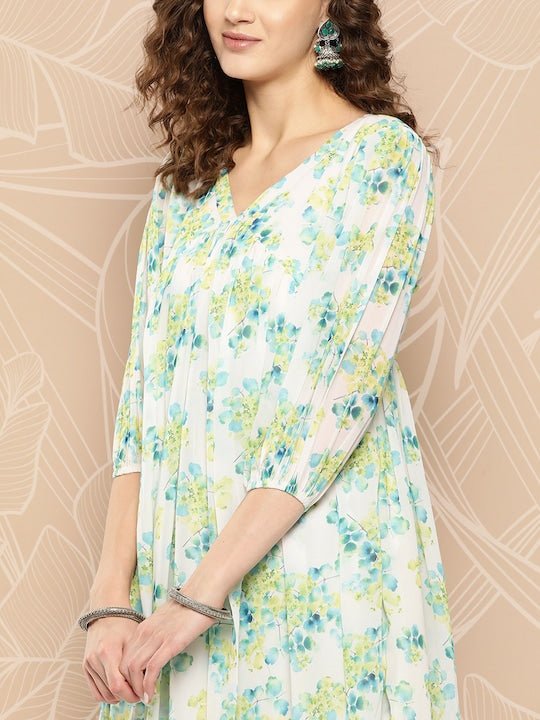 Floral Printed Floral Georgette Kurta - Inddus.com