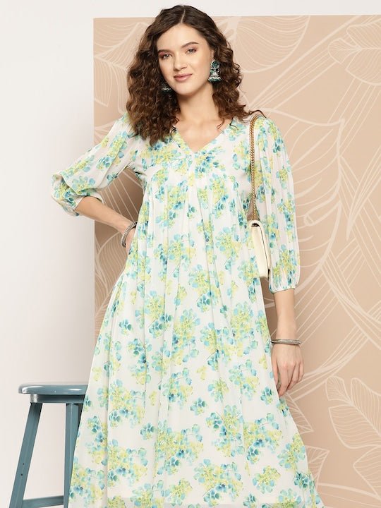 Floral Printed Floral Georgette Kurta - Inddus.com