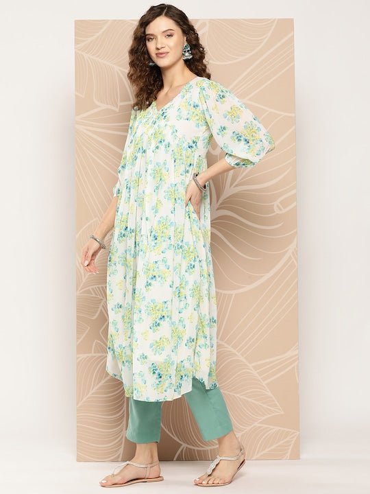 Floral Printed Floral Georgette Kurta - Inddus.com