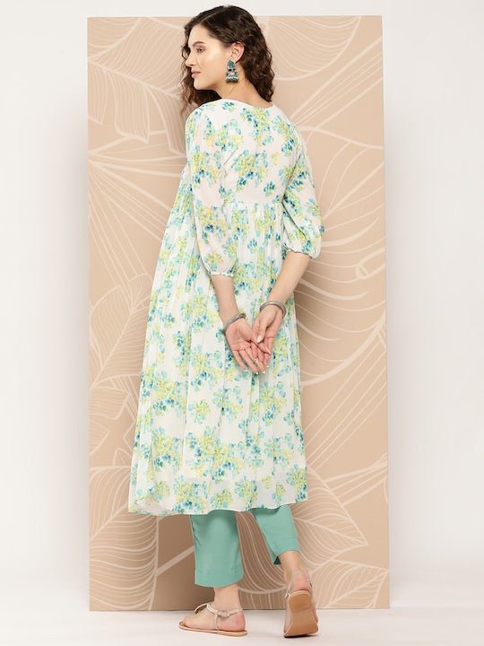 Floral Printed Floral Georgette Kurta - Inddus.com