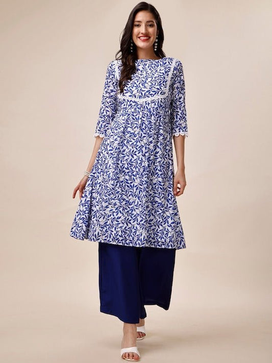 Floral Printed Kurta With Palazzos - Inddus.com