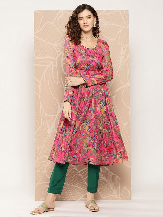 Floral Printed Kurta With Trousers - Inddus.com