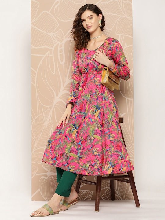 Floral Printed Kurta With Trousers - Inddus.com