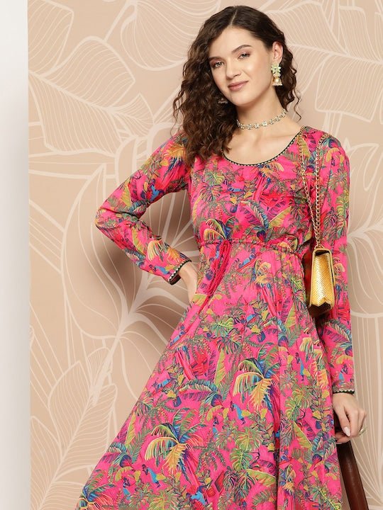 Floral Printed Kurta With Trousers - Inddus.com