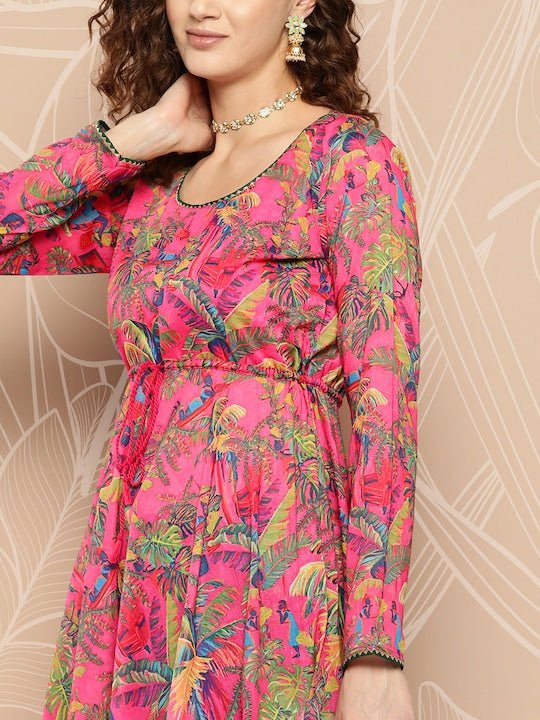 Floral Printed Kurta With Trousers - Inddus.com