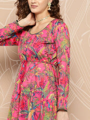 Floral Printed Kurta With Trousers - Inddus.com