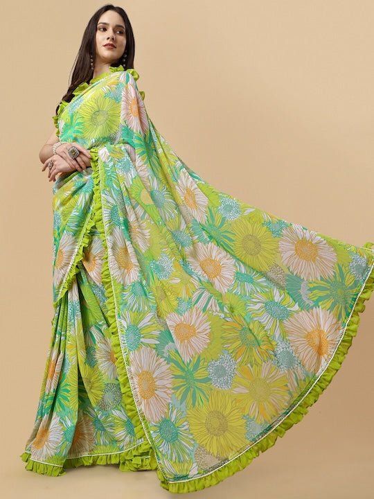 Floral Printed Saree - Inddus.com