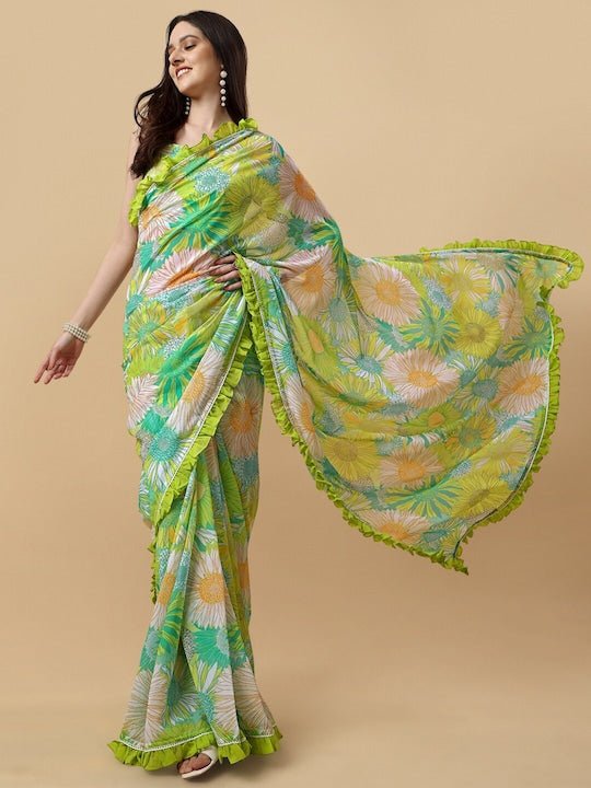 Floral Printed Saree - Inddus.com