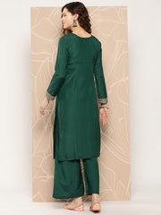 Floral Yoke Design Thread Work Kurta With Palazzos - Inddus.com