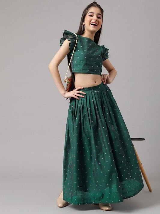 Girls Green Ready to Wear Lehenga choli - Inddus.com