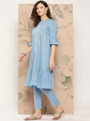 Gotta Patti Pure Cotton Kurta with Trousers - Inddus.com