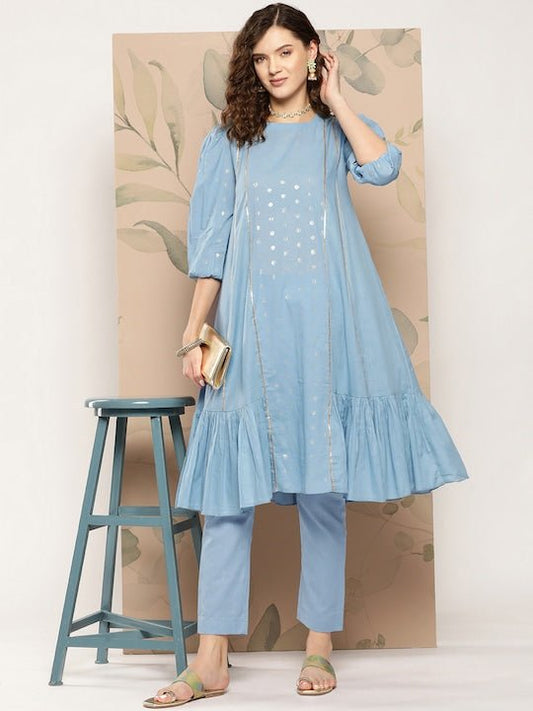 Gotta Patti Pure Cotton Kurta with Trousers - Inddus.com