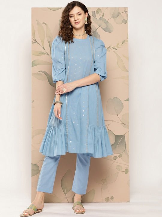 Gotta Patti Pure Cotton Kurta with Trousers - Inddus.com