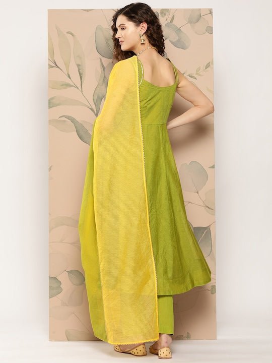 Gotta Patti Pure Cotton Kurta with Trousers & With Dupatta - Inddus.com