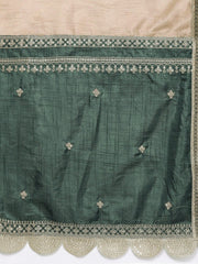 Green and Golden Embroidered Anarkali Kurta with Dupatta - Inddus.com