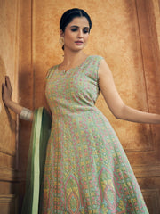 Green Georgette Festive Wear Sharara Suit - Inddus.com