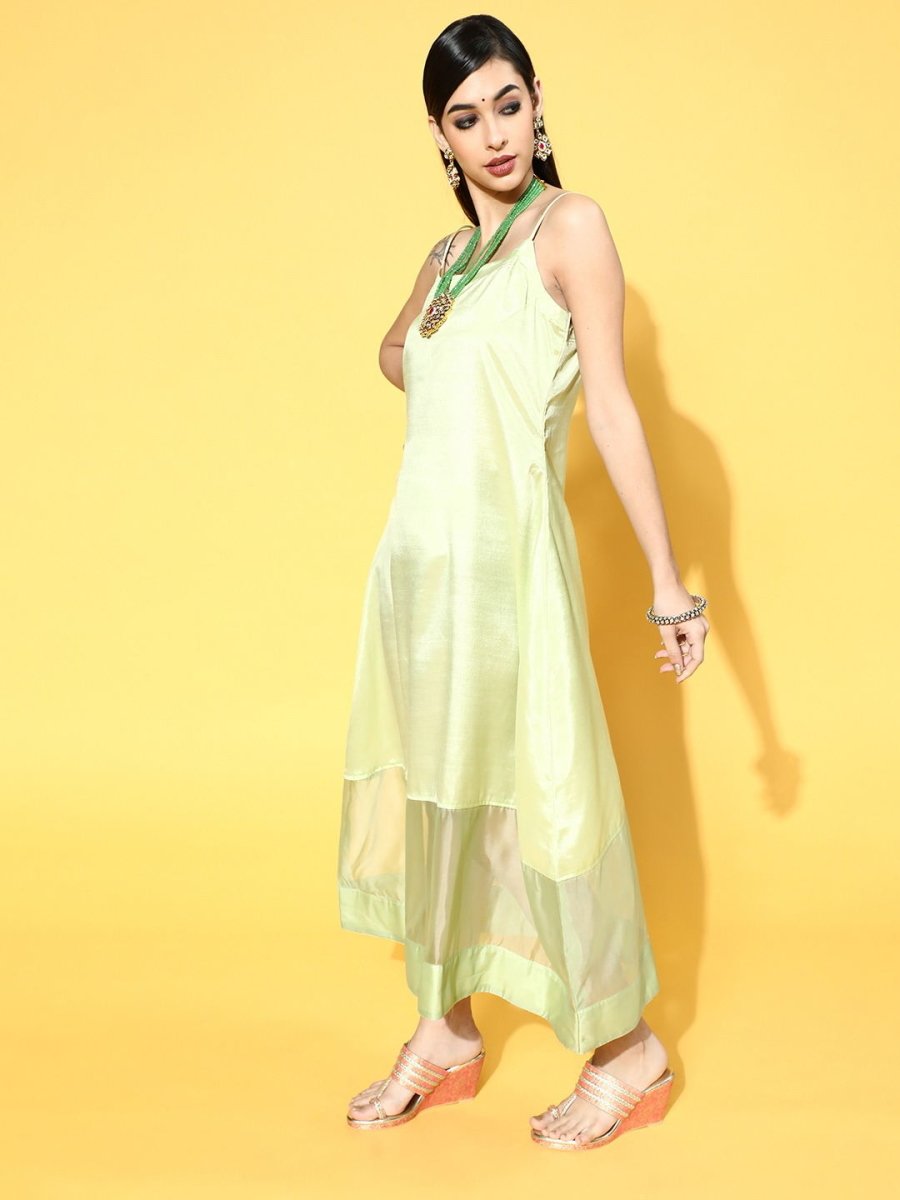 Green Georgette Partywear Floral Dresses - Inddus.com