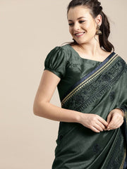 Grey Silk Blend Embroidered Party Wear Traditional Saree - inddus-us